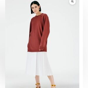 Tibi Feather Weight Cashmere Crewneck Cutout Sleeve
